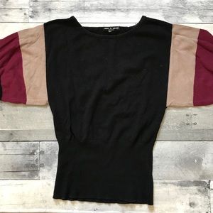 Cable & Gauge Petite Colorblock Sleeve Sweater 274